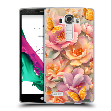 Силиконовый чехол на LG G4 с принтом Цветы и бабочки Силиконовый чехол на LG G4 с принтом Цветы и бабочки