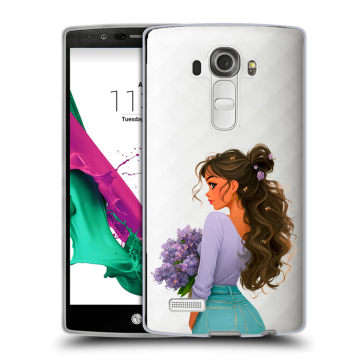 Силиконовый чехол на LG G4 с принтом девушка цветы