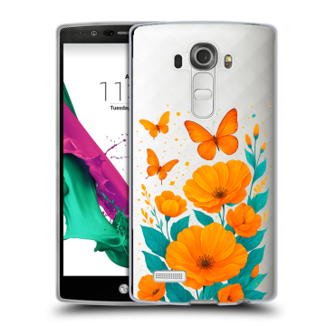 Силиконовый чехол на LG G4 с принтом цветы бабочки