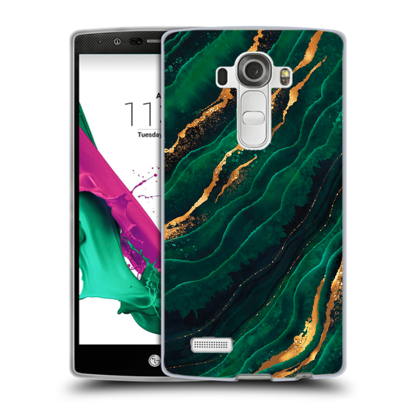 Силиконовый чехол на LG G4 с принтом Мрамор зеленое золото Силиконовый чехол на LG G4 с принтом Мрамор зеленое золото