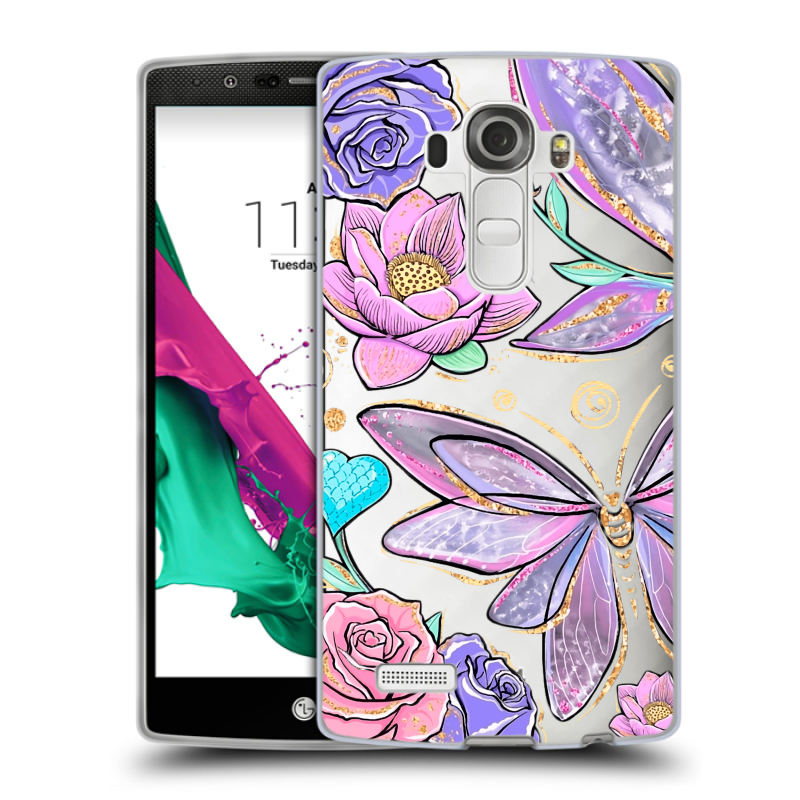 Силиконовый чехол на LG G4 с принтом Бабочки и цветы Силиконовый чехол на LG G4 с принтом Бабочки и цветы