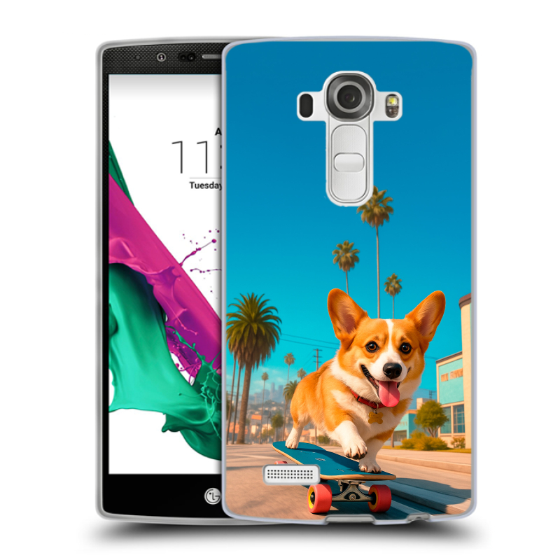 Пластиковый чехол на LG G4 с принтом Корги на скейте Пластиковый чехол на LG G4 с принтом Корги на скейте