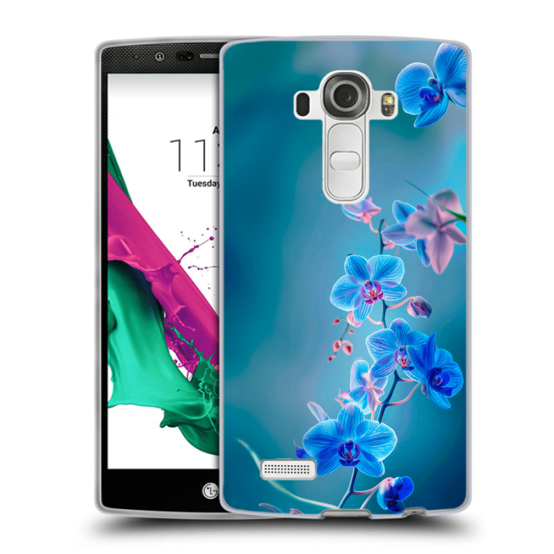 Пластиковый чехол на LG G4 с принтом Голубые цветы Пластиковый чехол на LG G4 с принтом Голубые цветы
