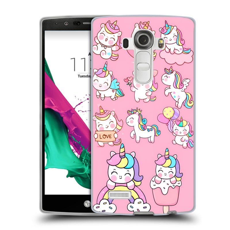 Силиконовый чехол на LG G4 с принтом Единороги и радуга Силиконовый чехол на LG G4 с принтом Единороги и радуга