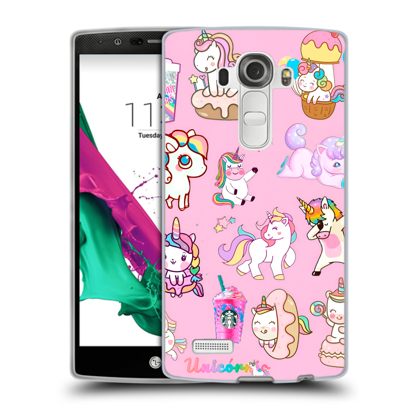 Силиконовый чехол на LG G4 с принтом розовые единороги Силиконовый чехол на LG G4 с принтом розовые единороги