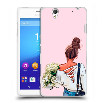Пластиковый чехол на Sony Xperia C4 с принтом Девушка и букет Пластиковый чехол на Sony Xperia C4 с принтом Девушка и букет