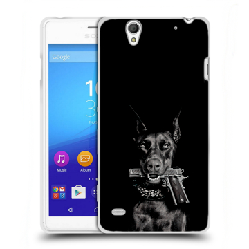 Пластиковый чехол на Sony Xperia C4 с принтом Доберман и пистолет Пластиковый чехол на Sony Xperia C4 с принтом Доберман и пистолет