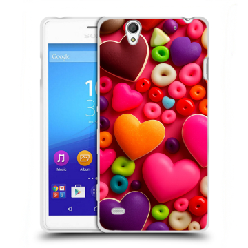 Пластиковый чехол на Sony Xperia C4 с принтом Сердечки Пластиковый чехол на Sony Xperia C4 с принтом Сердечки