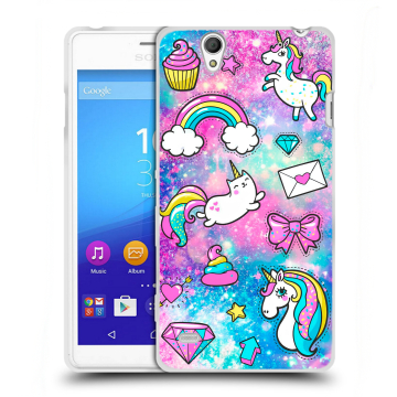 Пластиковый чехол на Sony Xperia C4 с принтом Единороги