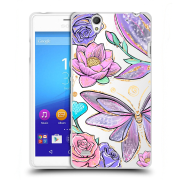 Пластиковый чехол на Sony Xperia C4 с принтом Бабочки и цветы Пластиковый чехол на Sony Xperia C4 с принтом Бабочки и цветы