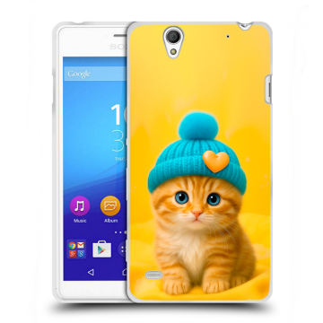 Пластиковый чехол на Sony Xperia C4 с принтом Котенок в шапке