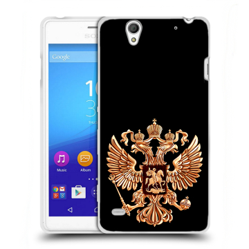 Пластиковый чехол на Sony Xperia C4 с принтом Герб России золотой Пластиковый чехол на Sony Xperia C4 с принтом Герб России золотой