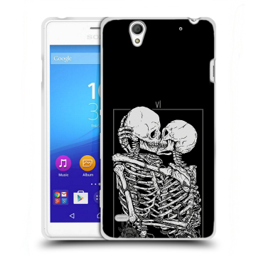 Пластиковый чехол на Sony Xperia C4 с принтом Поцелуй скелетов Пластиковый чехол на Sony Xperia C4 с принтом Поцелуй скелетов
