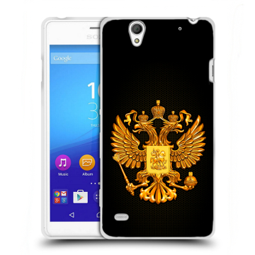 Пластиковый чехол на Sony Xperia C4 с принтом Герб России желтый