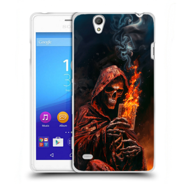 Пластиковый чехол на Sony Xperia C4 с принтом Скелет и карты Пластиковый чехол на Sony Xperia C4 с принтом Скелет и карты