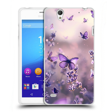 Пластиковый чехол на Sony Xperia C4 с принтом бабочки и лаванда