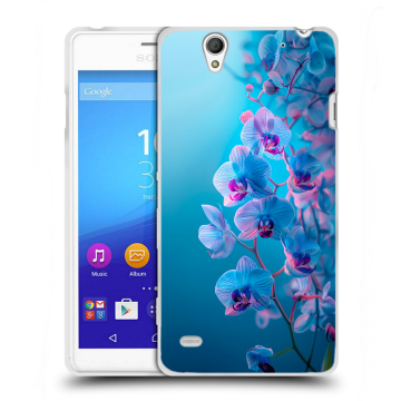 Пластиковый чехол на Sony Xperia C4 с принтом голубые орхидеи