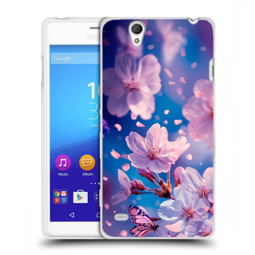 Пластиковый чехол на Sony Xperia C4 с принтом цветы бабочки Пластиковый чехол на Sony Xperia C4 с принтом цветы бабочки
