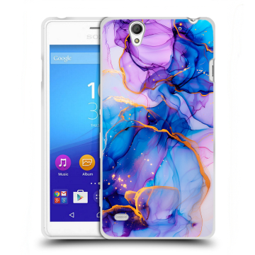 Пластиковый чехол на Sony Xperia C4 с принтом синий мрамор Пластиковый чехол на Sony Xperia C4 с принтом синий мрамор