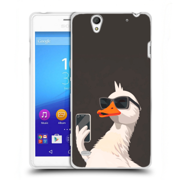 Пластиковый чехол на Sony Xperia C4 с принтом утка в очках Пластиковый чехол на Sony Xperia C4 с принтом утка в очках