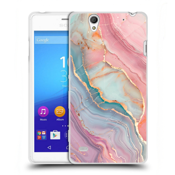 Пластиковый чехол на Sony Xperia C4 с принтом розовый мрамор Пластиковый чехол на Sony Xperia C4 с принтом розовый мрамор