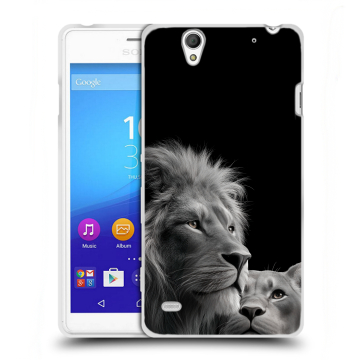Пластиковый чехол на Sony Xperia C4 с принтом Лев кошки