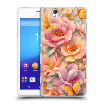 Пластиковый чехол на Sony Xperia C4 с принтом Цветы и бабочки