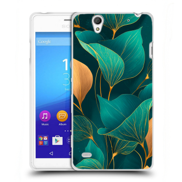 Пластиковый чехол на Sony Xperia C4 с принтом Листья и золото