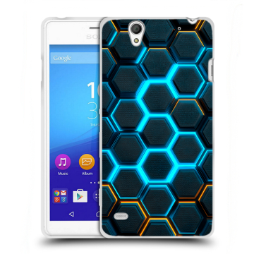 Пластиковый чехол на Sony Xperia C4 с принтом Неоновые соты