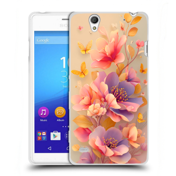 Пластиковый чехол на Sony Xperia C4 с принтом Цветы и бабочки