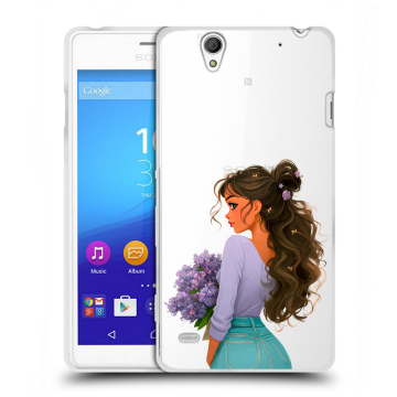 Пластиковый чехол на Sony Xperia C4 с принтом девушка цветы
