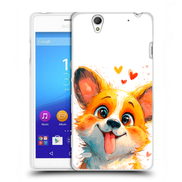Пластиковый чехол на Sony Xperia C4 с принтом корги Пластиковый чехол на Sony Xperia C4 с принтом корги