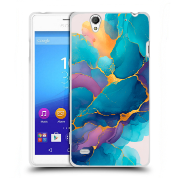 Пластиковый чехол на Sony Xperia C4 с принтом Мрамор блестки