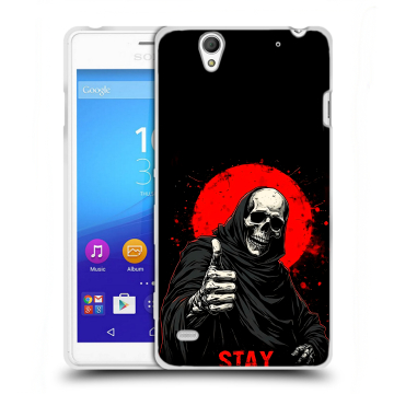 Пластиковый чехол на Sony Xperia C4 с принтом смешной скелет