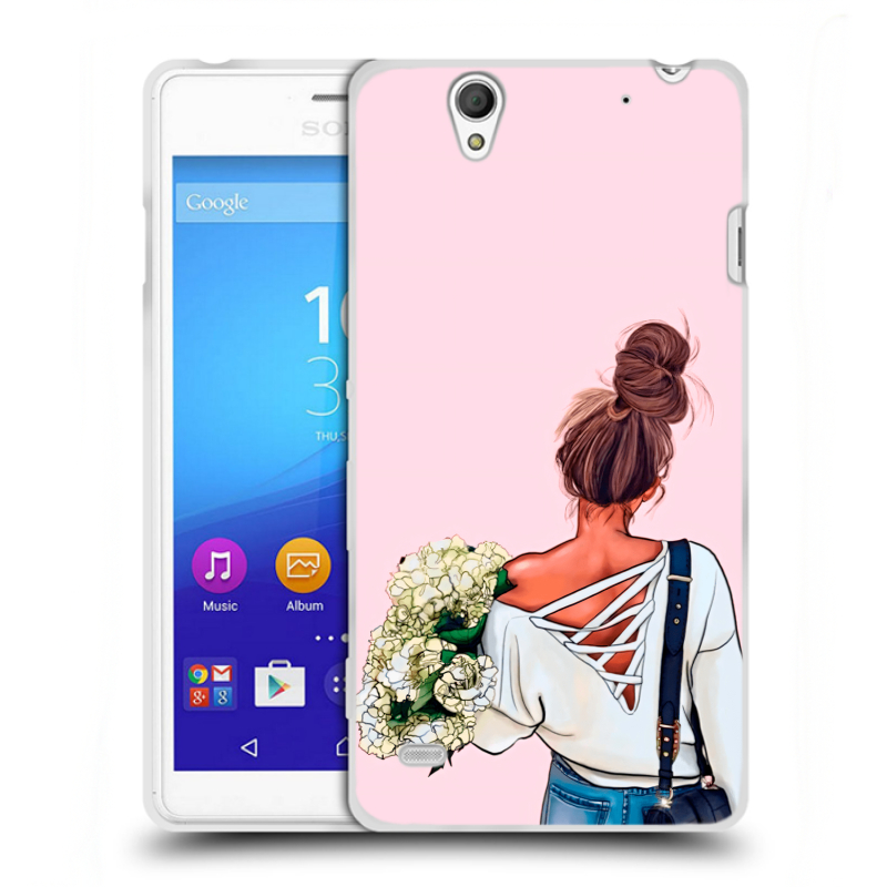 Пластиковый чехол на Sony Xperia C4 с принтом Девушка и букет Пластиковый чехол на Sony Xperia C4 с принтом Девушка и букет