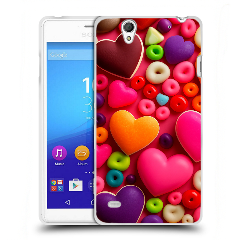 Пластиковый чехол на Sony Xperia C4 с принтом Сердечки Пластиковый чехол на Sony Xperia C4 с принтом Сердечки
