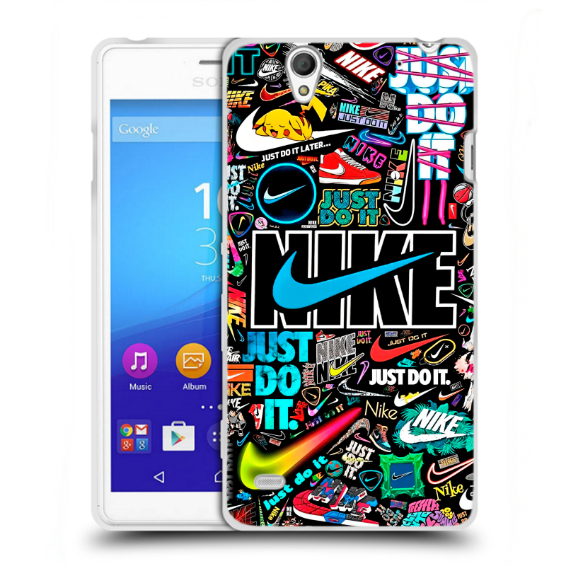 Пластиковый чехол на Sony Xperia C4 с принтом найк nike черный Пластиковый чехол на Sony Xperia C4 с принтом найк nike черный