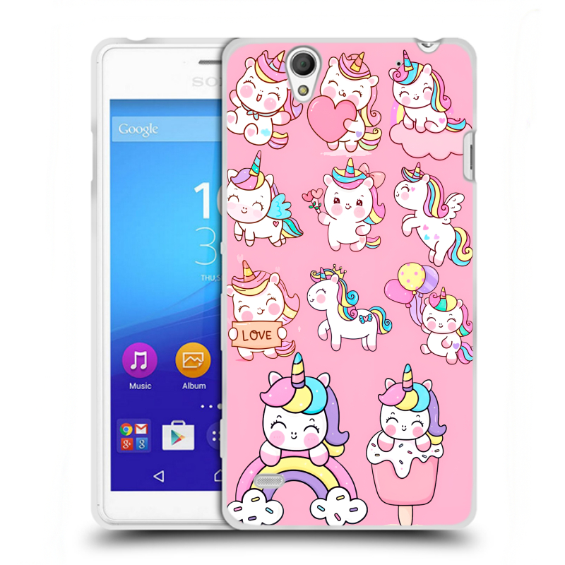 Пластиковый чехол на Sony Xperia C4 с принтом Единороги и радуга Пластиковый чехол на Sony Xperia C4 с принтом Единороги и радуга