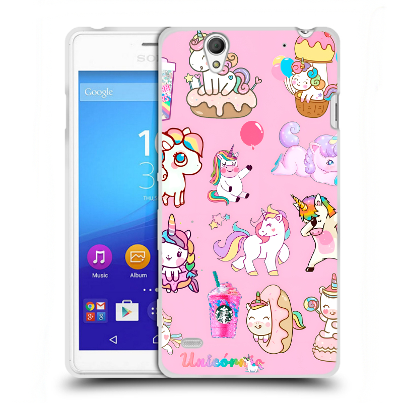 Пластиковый чехол на Sony Xperia C4 с принтом розовые единороги Пластиковый чехол на Sony Xperia C4 с принтом розовые единороги